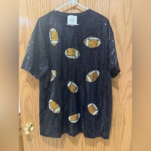 Fantastic Fawn Black Sequin Football T-Shirt Dress Size M